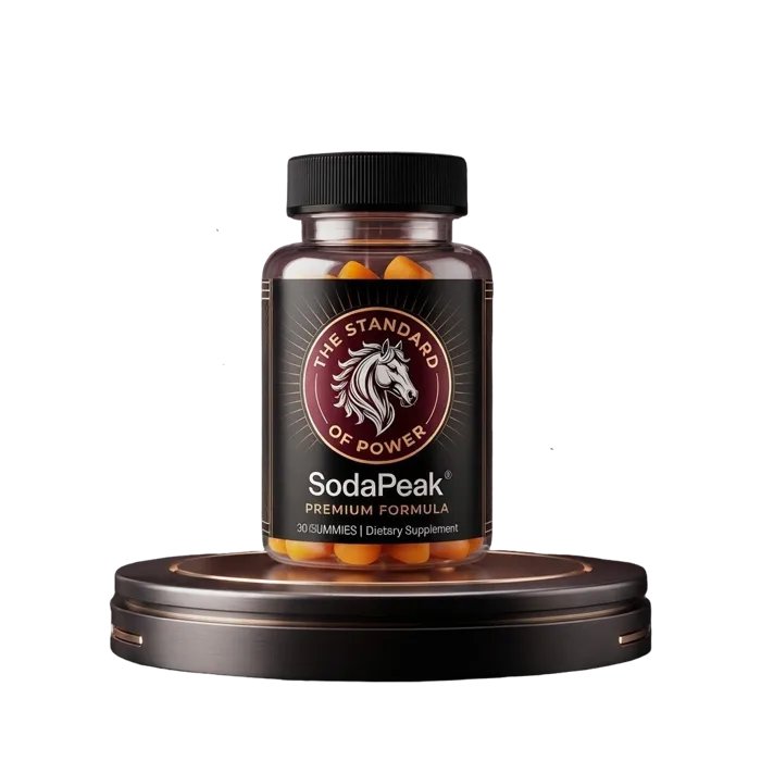 Single bottle of SodaPeak gummies showing how the daily men's formula works